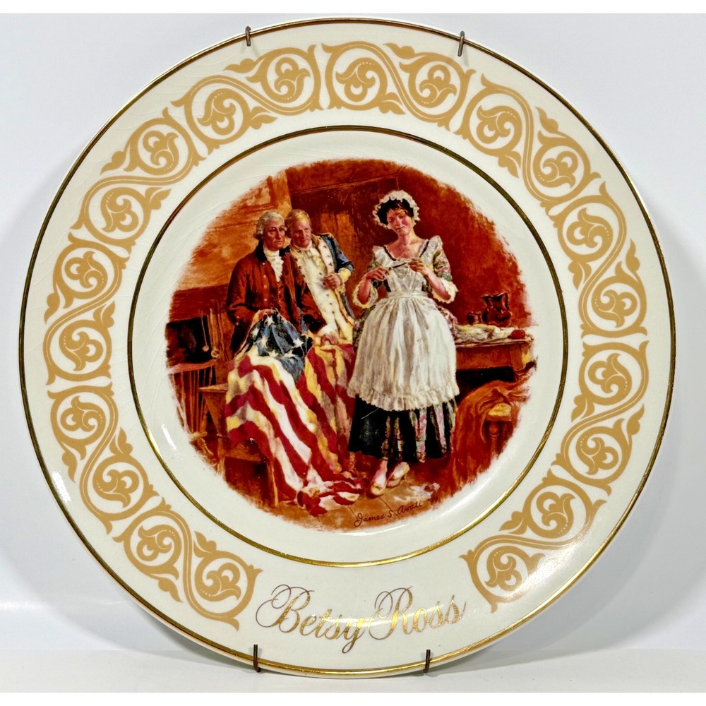 Avon Betsy Ross Collector Plate White Gold 1973 James Avati Wedgwood
